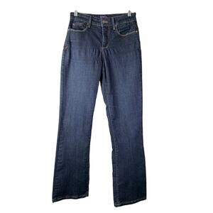 NYDJ Jeans‎ Womens 2 Blue Denim Dark Wash Cotton Billie Mini Boot Cut Mid-Rise